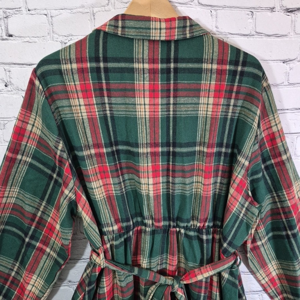 BloomChic Green Red Plaid Flannel‎ Button Front Shirt Dress Plus Sz 18-20 New - Picture 9 of 13